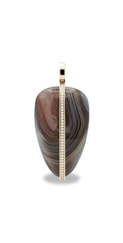 BY PARIAH BY PARIAH XL Diamond Pebble Pendant in Brown/White