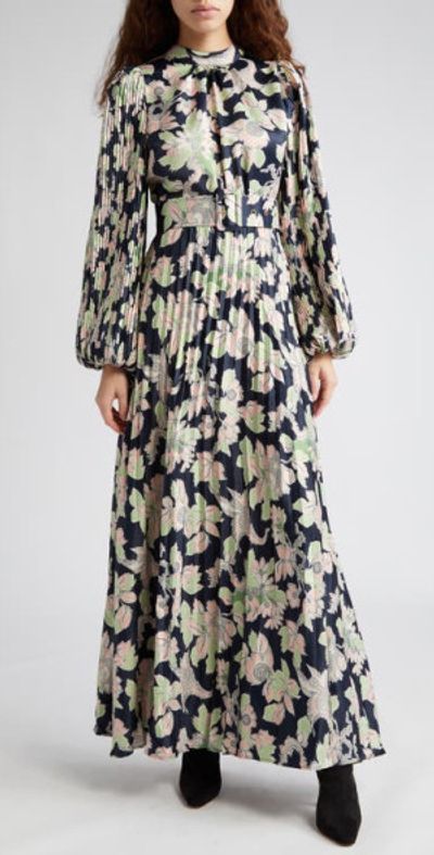 byTiMo - Floral Long Sleeve Maxi Dress in Birds at Nordstrom