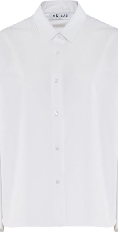 Callas Milano Callas Milano Sirene Poplin Shirt with Silk Twill Milano Print Scarf in White at Nordstrom, Size 40Long It