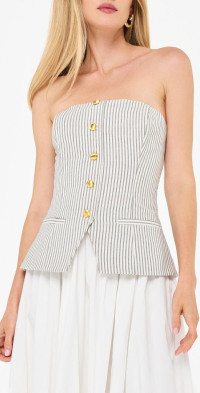Nineveh Strapless Maxi Dress Doublestripe/Macad - CAMI NYC