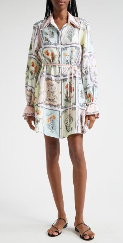 Camilla - Long Live Letterpress Long Sleeve Linen Shirtdress at Nordstrom,  Size Medium