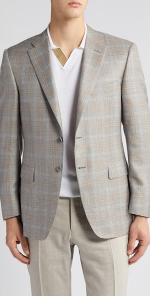 Canali Siena Regular Fit Plaid Sport Coat in Grey at Nordstrom Size 38 Us