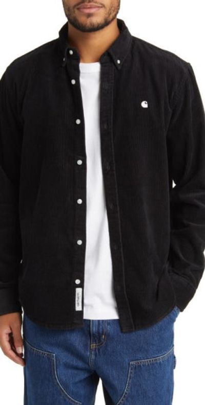 Carhartt Work In Progress Carhartt Work In Progress Madison Corduroy Button-Down Shirt in Black /Wax at Nordstrom