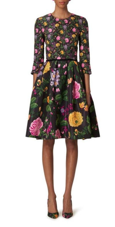 Carolina Herrera - Mixed Floral Dress in Black Multi at Nordstrom Carolina Herrera - Mixed Floral Dress in Black Multi at Nordstrom