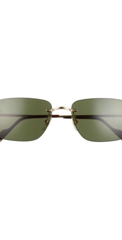 Cartier Cartier 59mm Rimless Rectangular Sunglasses in Gold