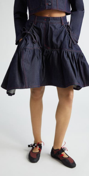 CECILIE BAHNCEN デニム　スカート　Gloria サイズ10 Cecilie Bahnsen - Gloria Asymmetric Denim Skirt in Indigo