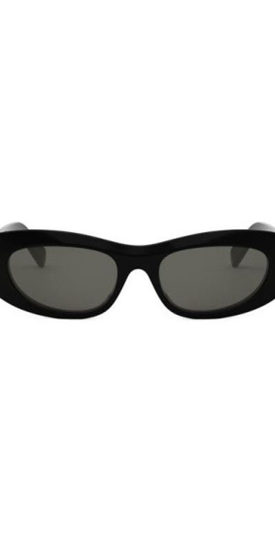 CELINE CELINE Bold 3 Dot Rectangular Sunglasses in Shiny Black /Smoke at Nordstrom