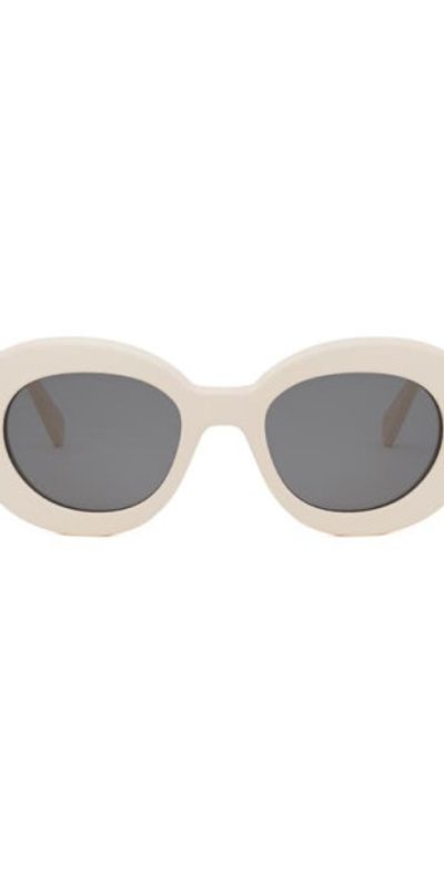 CELINE CELINE Triomphe 53mm Round Sunglasses in Ivory /Smoke at Nordstrom