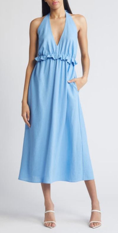 chinese dress ladies Ruffle Hem Linen Midi Dress | European Linen
