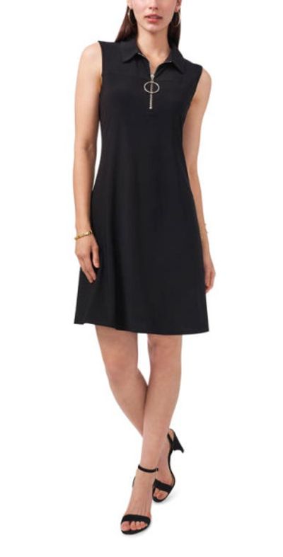 Chaus - Sleeveless Quarter Zip Dress in Black at Nordstrom