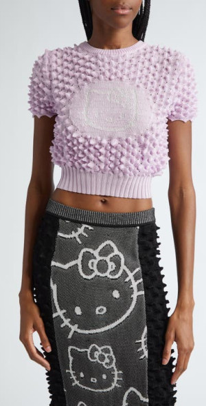CHET LO - x Sanrio Hello Kitty® Spike Short Sleeve Crop Sweater in