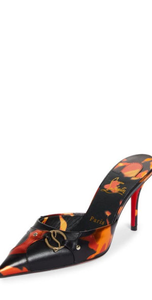 Christian Louboutin オープントゥ ハイヒール13.5 Authentic Christian Louboutin Big Lips Black Matte Steel Metal