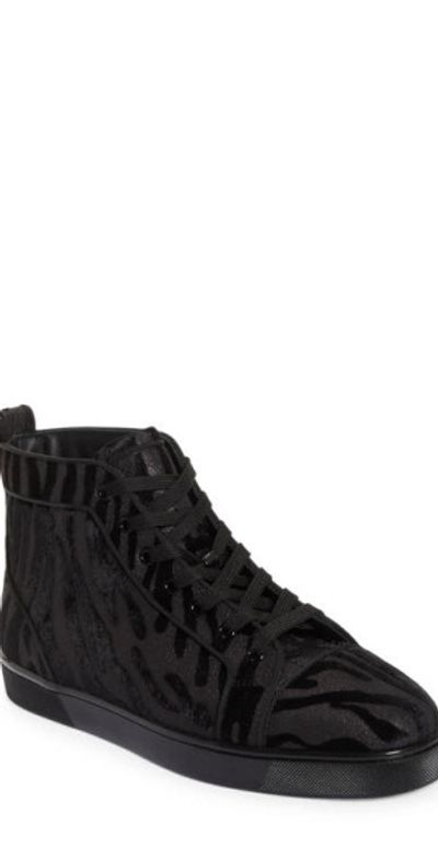 Christian Louboutin Christian Louboutin Louis Orlato Velvet Jacquard High Top Sneaker in Bk01 Black at Nordstrom