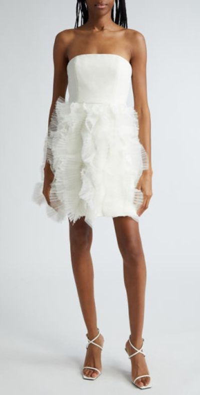 ivory fringe dress White Embellished Trapeze Mini Dress With Fringe Hem main image 0