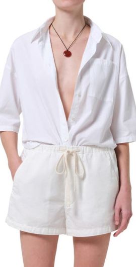 Citizens of Humanity Citizens of Humanity Frances Cape Cotton Cropped Button-Up Shirt in Optic White at Nordstrom, Size X-Small