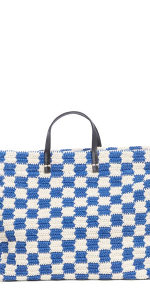 Clare V. - Summer Simple Crochet Cotton Tote in Cobalt/Cream Crochet  Checker at Nordstrom
