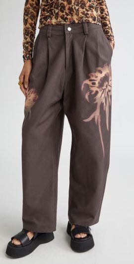 Collina Strada Collina Strada Catchfly Pleated Wide Leg Jeans in Earth Faded Flower at Nordstrom, Size X-Small