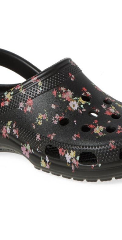 CROCS Classic Floral Ditsy Print Clog in Black at Nordstrom, Size 10