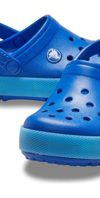 CROCS Kids' Crocband Chevron Light-Up Clog in Blue Bolt/Venetian