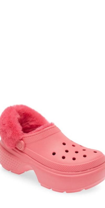 CROCS Stomp Faux Fur Platform Clog in Hyper Pink at Nordstrom