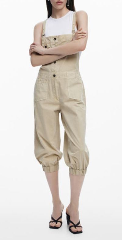 Desigual Desigual Cotton Capri Overalls in Gray Brown at Nordstrom, Size Medium
