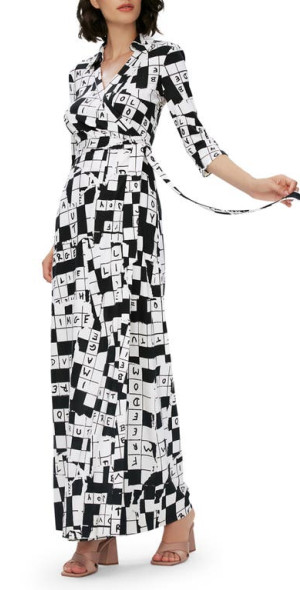 Diane von Furstenberg - Abigail Crossword Puzzle Silk Maxi Dress