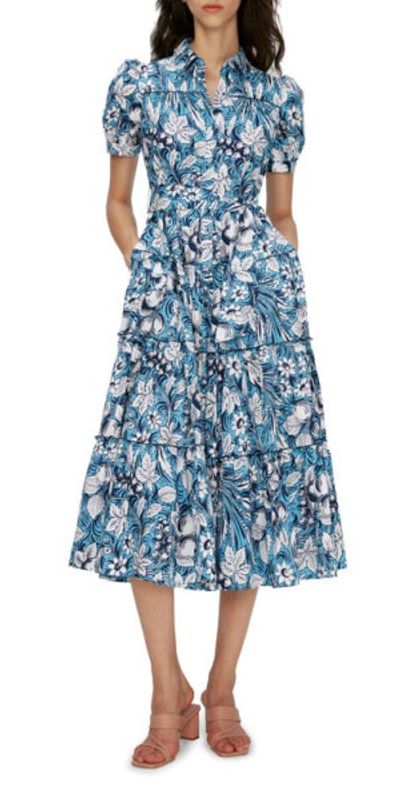 Diane von Furstenberg - Queena Tie Belt Stretch Cotton Midi Dress in Bird  Of Paradise Ivory at Nordstrom