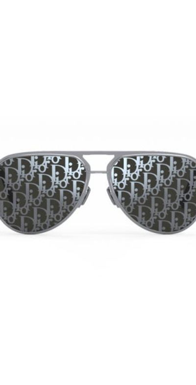 DIOR Logo Lens 60mm Mirrored Aviator Sunglasses in Shiny