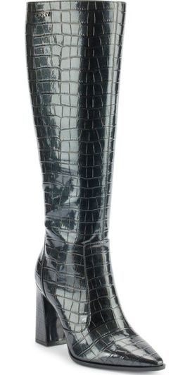 DKNY DKNY Shamira Croc Embossed Knee High Boot in Grey - Grey at Nordstrom, Size 6