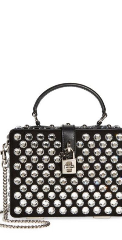 Dolce & Gabbana Dolce & Gabbana Crystal Embellished Box Bag in Black at Nordstrom