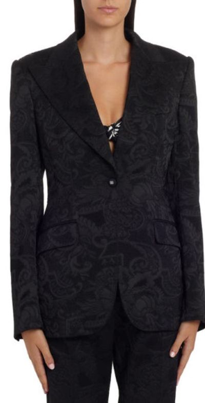 Dolce & Gabbana Dolce & Gabbana Floral Jacquard Blazer in Black at Nordstrom