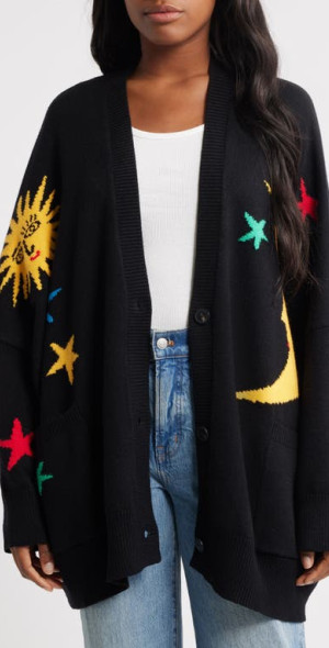 Dressed in Lala - Karma Panther Oversize Cardigan in Black at