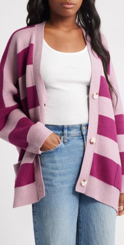 Dressed in Lala Dressed in Lala Love You Oversize Cardigan in Boysenberry/Mauve at Nordstrom, Size Small