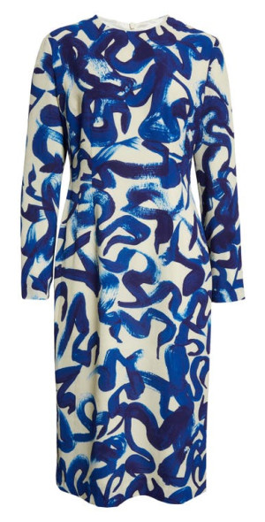 Dries Van Noten - Delavina Abstract Print Long Sleeve Dress in
