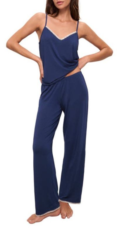 Eberjey Eberjey Frida Cami Pajamas in Navy/Ivory at Nordstrom, Size X-Large