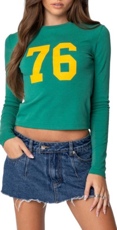 EDIKTED EDIKTED 76 Stretch Cotton Graphic T-Shirt in Green at Nordstrom, Size X-Small