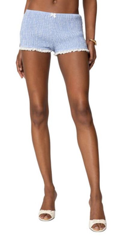 EDIKTED EDIKTED Antonia Smocked Shorts in Light-Blue at Nordstrom, Size X-Small