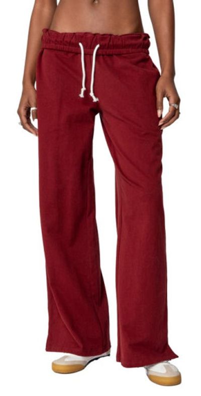EDIKTED EDIKTED Chance Fold Over Sweatpants in Burgundy at Nordstrom, Size X-Small