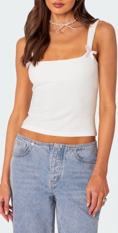 EDIKTED EDIKTED Lola Rib Crop Tank in White at Nordstrom, Size X-Small