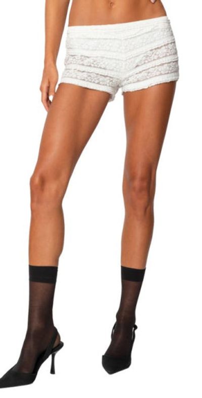 EDIKTED EDIKTED Maisley Sheer Lace Shorts in White at Nordstrom, Size X-Small