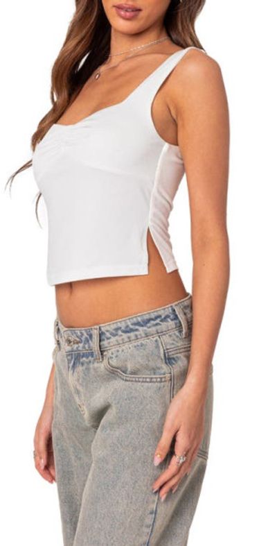 EDIKTED EDIKTED Marigold Side Slit Crop Tank in White at Nordstrom, Size X-Small