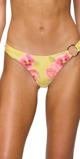 EDIKTED EDIKTED Miley Floral O-Ring Bikini Bottoms in Yellow at Nordstrom, Size Large