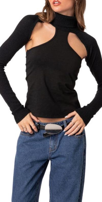 EDIKTED EDIKTED Turtleneck Shrug Sweater in Black at Nordstrom