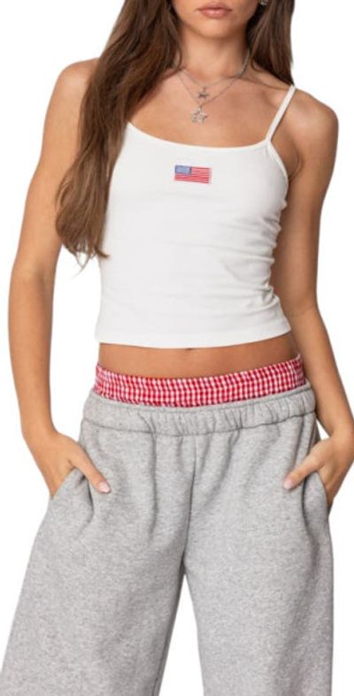 EDIKTED EDIKTED USA Stretch Cotton Camisole in White at Nordstrom, Size X-Small