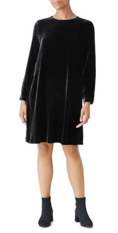Eileen Fisher - Long Sleeve Velvet Shift Dress in Black at Nordstrom, Size Medium P Eileen Fisher - Long Sleeve Velvet Shift Dress in Black at Nordstrom, Size Medium P