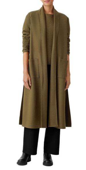 ジャケット・アウター EILEEN FISHER wool Maxi Coat Eileen Fisher - Open Front Boiled Wool Longline Jacket in