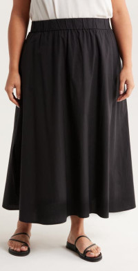 Eileen Fisher Eileen Fisher Organic Cotton Poplin Maxi Skirt in Black at Nordstrom, Size 1X
