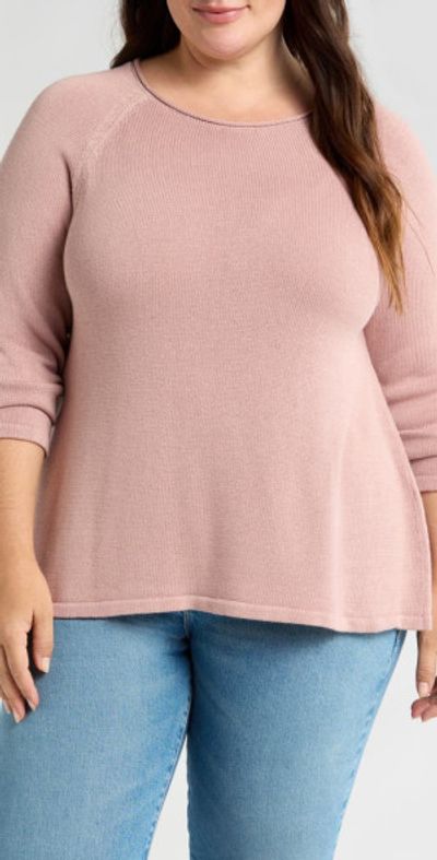 Eileen Fisher Raglan Sleeve Organic Cotton Blend Sweater in Opal