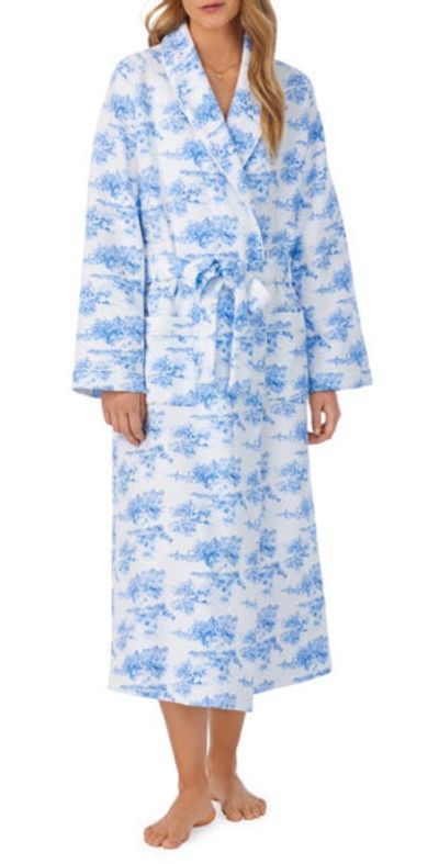 Eileen West Ballet Quilted Robe in White/Blue at Nordstrom