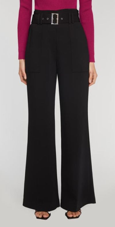Elie Tahari Elie Tahari The Diana Belted High Waist Flare Pants in Noir at Nordstrom, Size 2